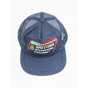 Vintage Daytona International Speedway Navy Mesh Back Snapback Hat Racing Nascar